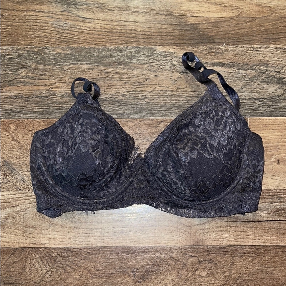 H&M Dark Grey Push Up Balconet Lace Bra size 34D